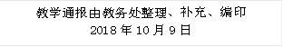 教学通报由教务处整理、补充、编印 2018年10月9日 